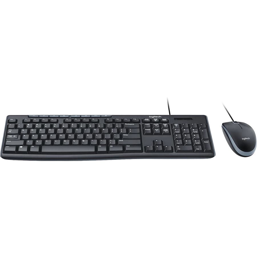 Logitech MK200 wired USB media combo keyboard and mouse for office desktops
