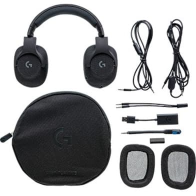 Logitech G433 black wired gaming headset with over-ear cups and boom microphone