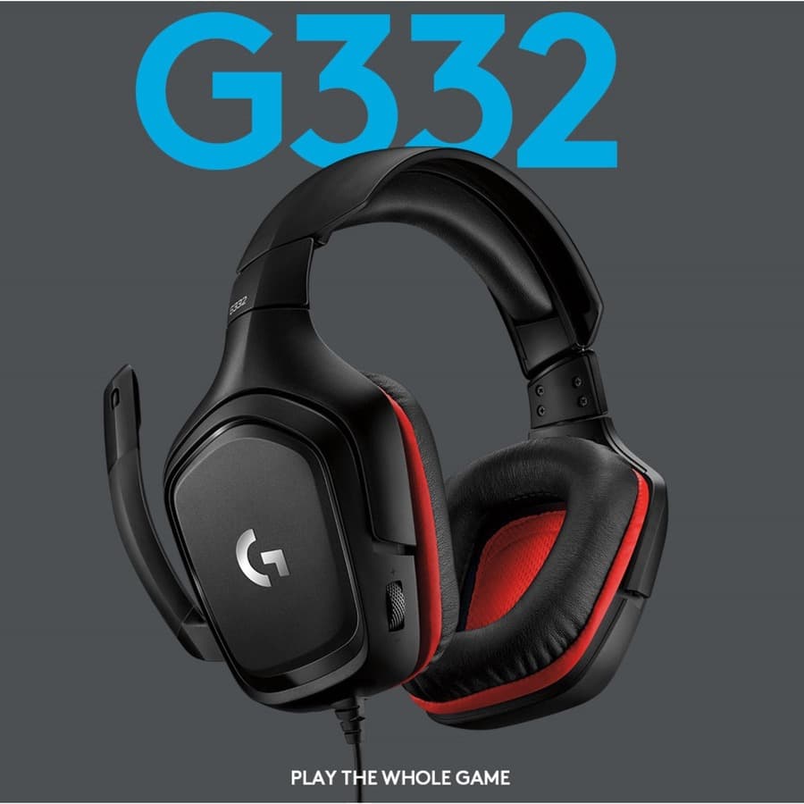 Logitech G332 wired stereo gaming headset with leatherette ear pads and boom microphone