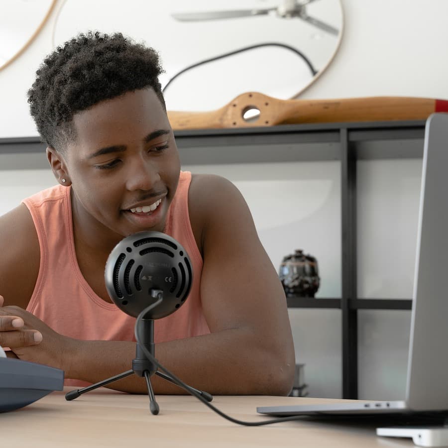 Blue Snowball Ice black USB desktop microphone for conferencing and voice recording