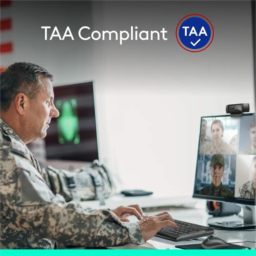 Logitech C920e TAA compliant 1080p webcam with built-in microphones