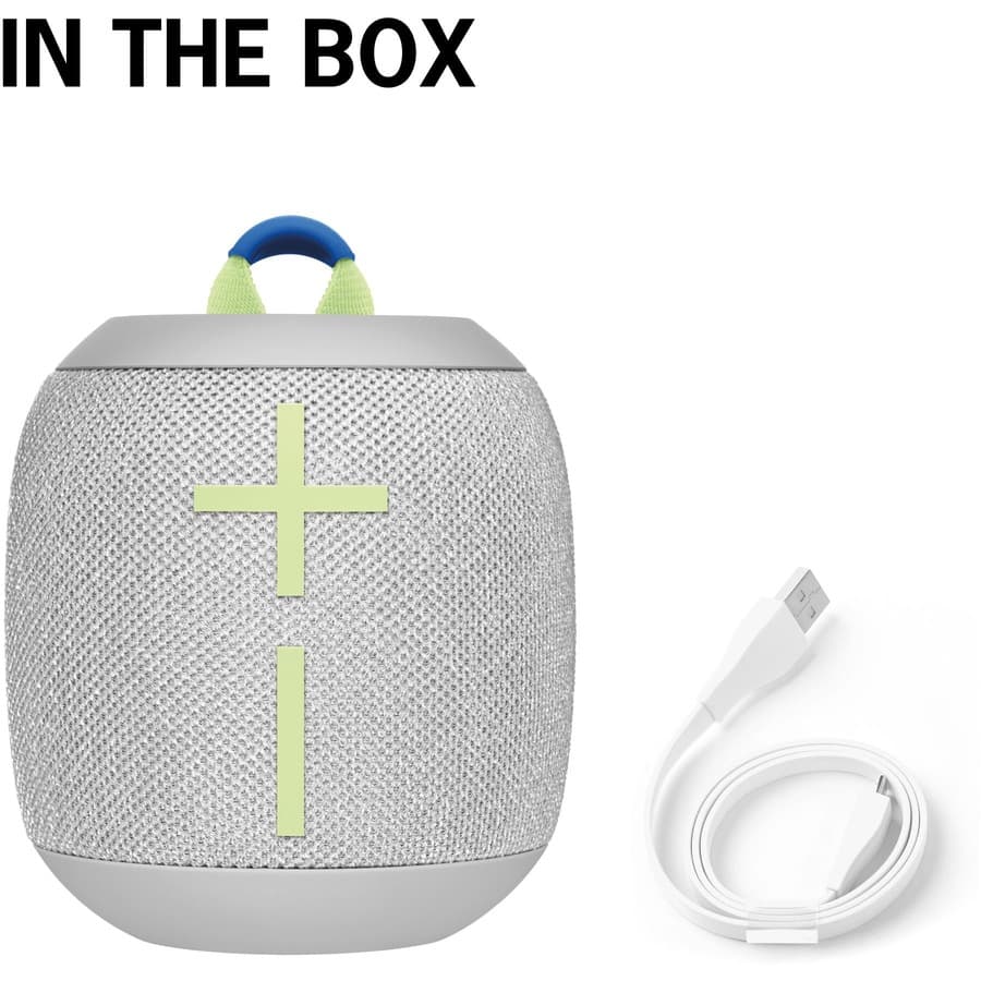 Ultimate Ears WONDERBOOM 3 Joyous Brights portable Bluetooth speaker in a compact cylindrical design