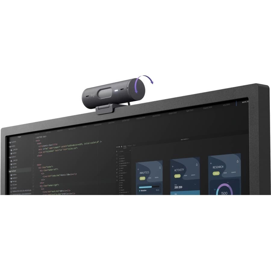 Logitech Brio 505 webcam in graphite with USB-C for business video meetings