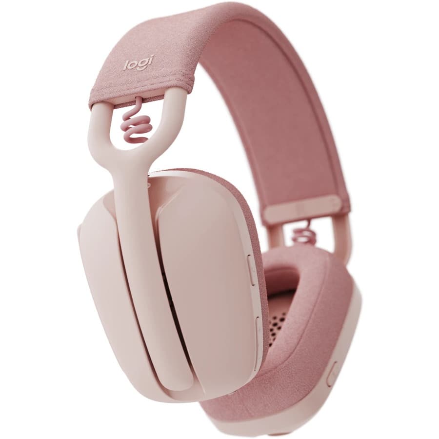 Logitech Zone Vibe 100 Rose wireless headset with boom microphone