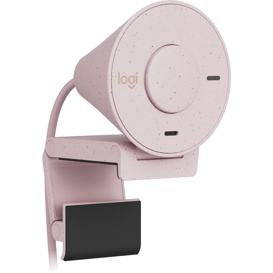 Logitech Brio 300 Rose USB-C webcam with 1080p video and built-in microphone