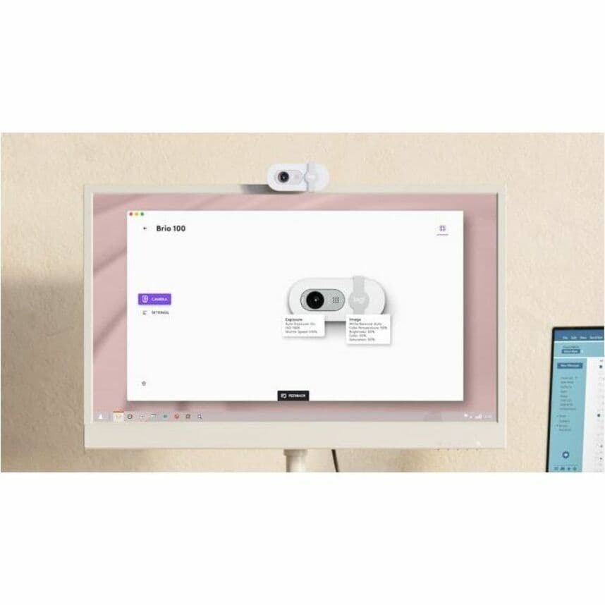 Logitech Brio 100 Webcam White front view for 1080p HD video calls