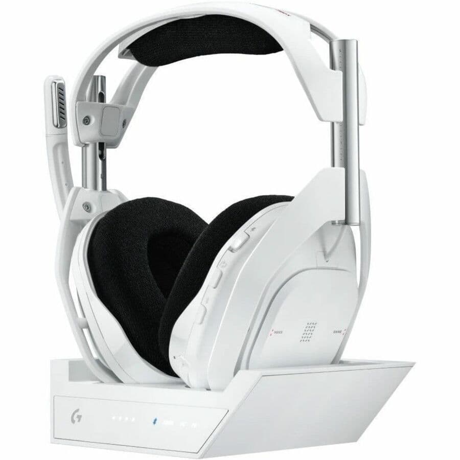 Logitech A50 X wireless gaming headset with base station in white