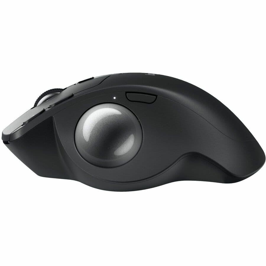 Logitech MX ERGO S advanced wireless trackball mouse in gray with ergonomic thumb control