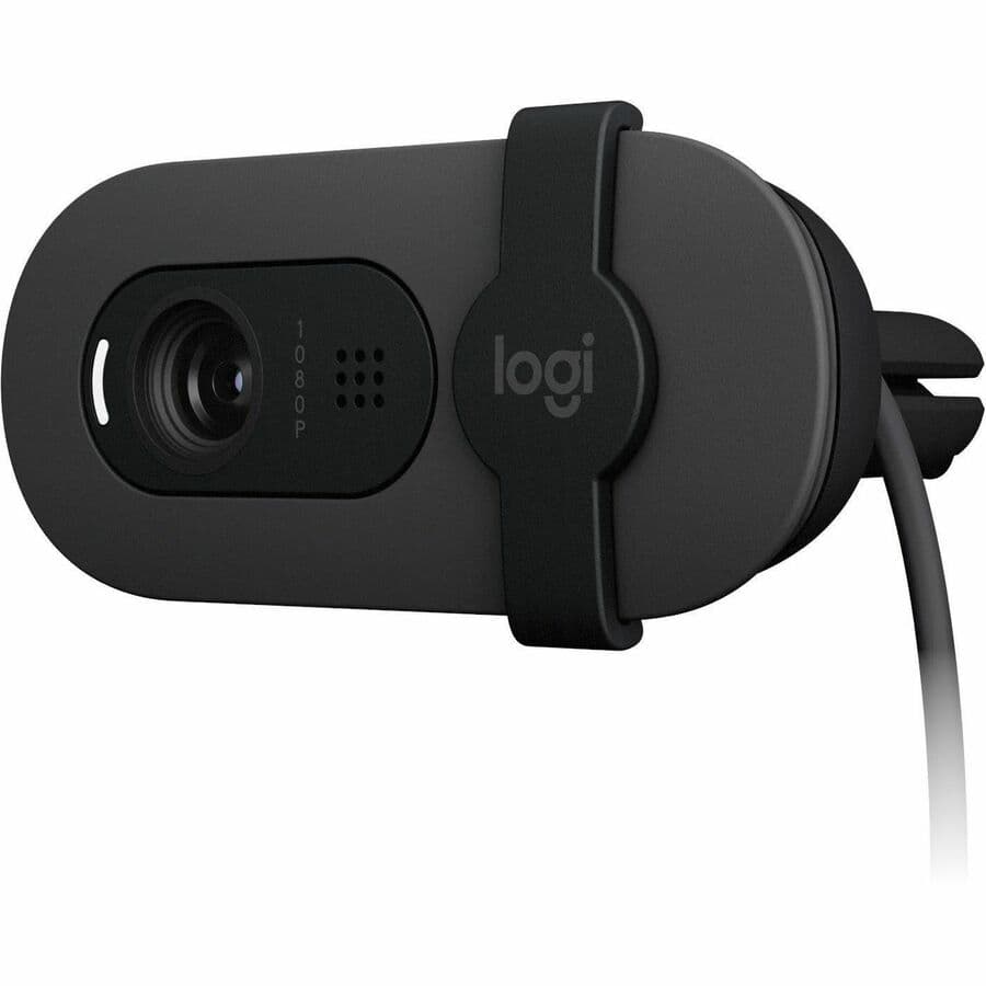 Logitech Brio 100 Graphite webcam with clip mount for Full HD 1080p video calls