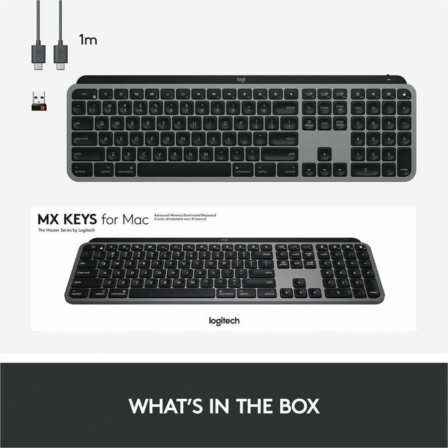 Logitech MX Keys for Mac Space Grey wireless keyboard with low-profile keys and smart backlighting