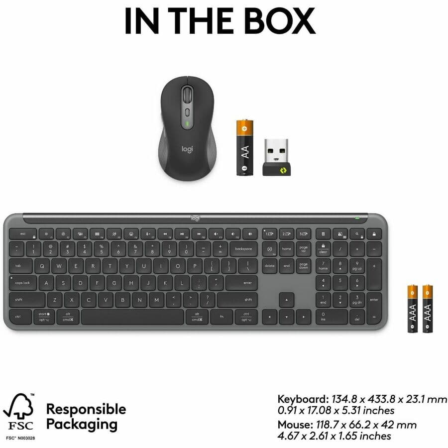 Logitech Slim Combo MK955 for Business wireless keyboard and mouse set