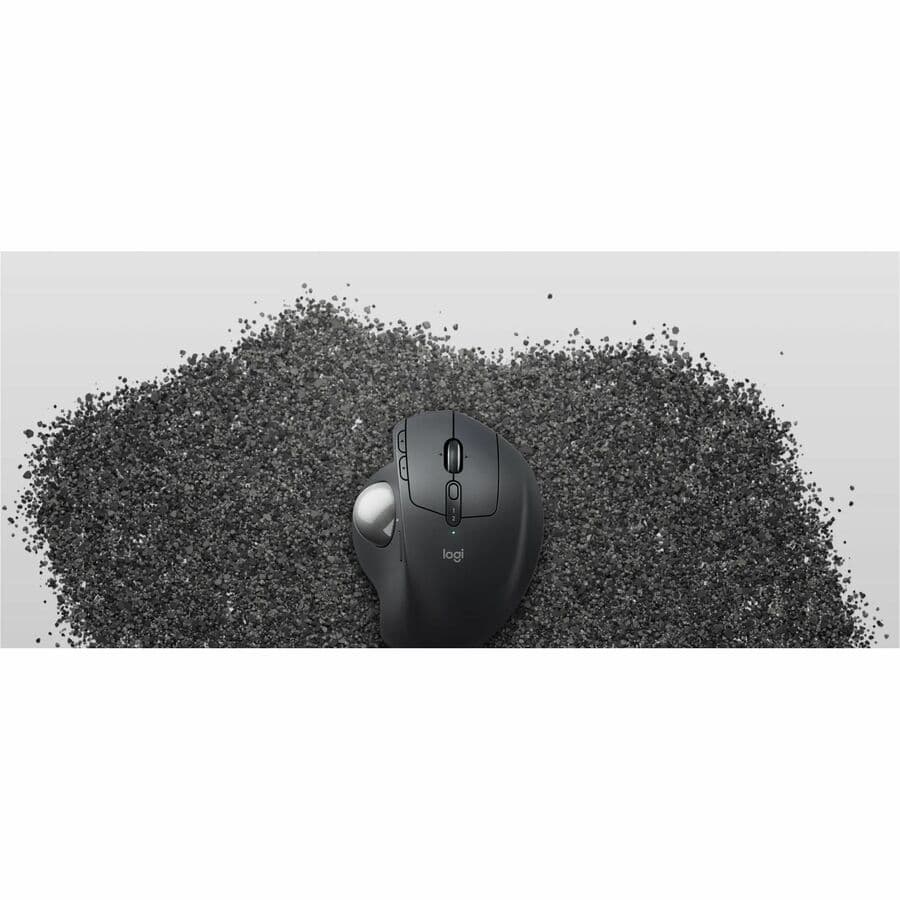 Logitech MX ERGO S advanced wireless trackball mouse in gray with ergonomic thumb control
