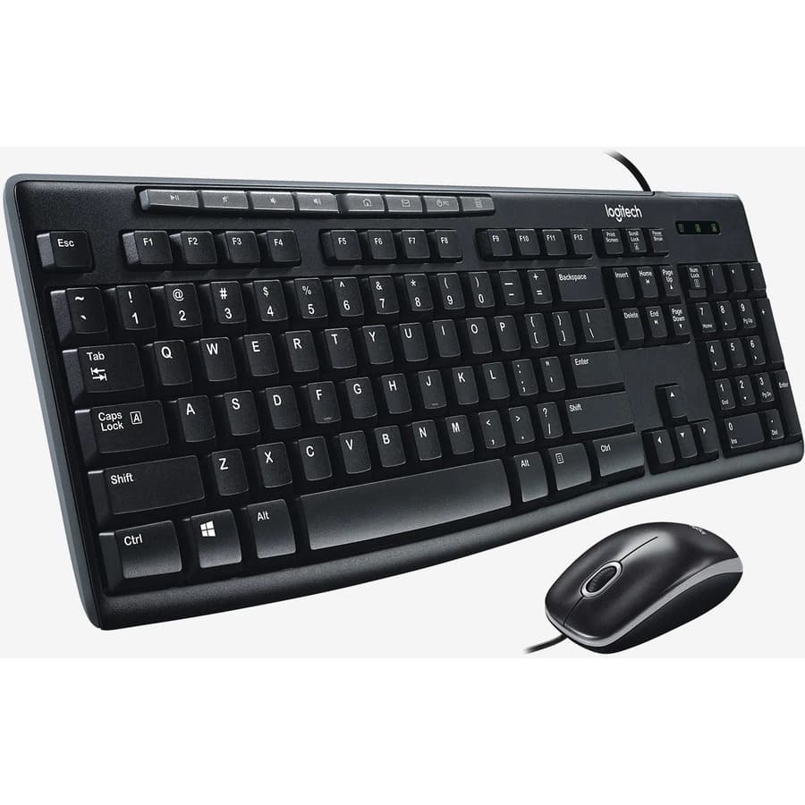 Logitech MK200 wired USB media combo keyboard and mouse for office desktops