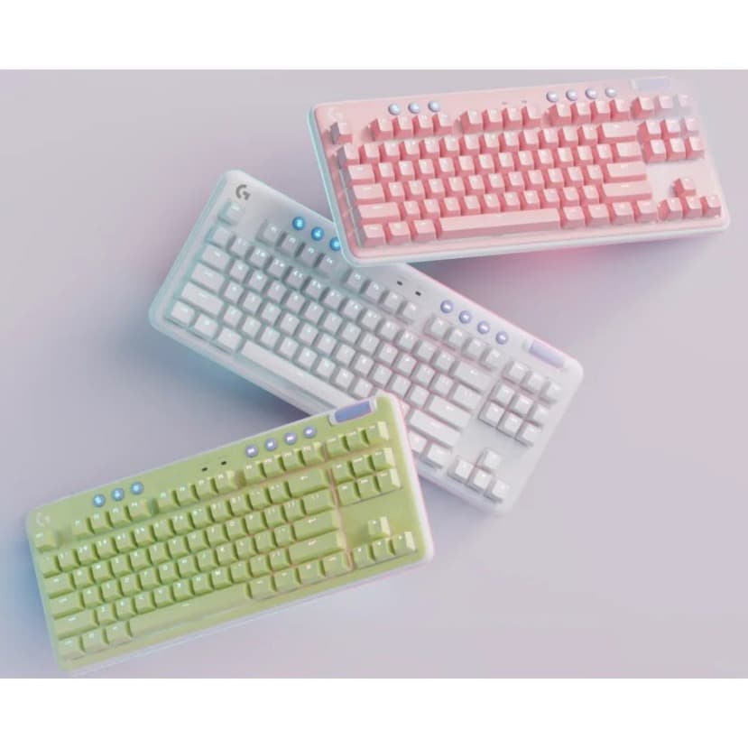 Logitech G715 Wireless Gaming Keyboard Clicky in white with compact wireless layout