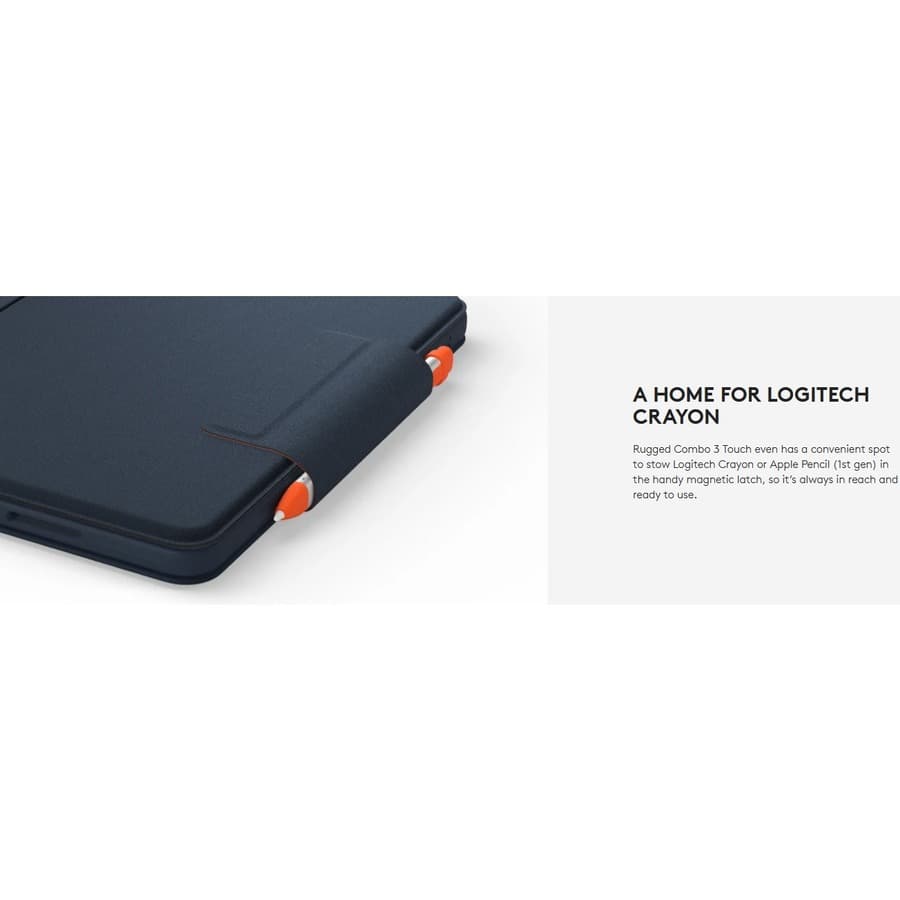 Logitech Rugged Combo 3 Touch keyboard case for iPad 7th, 8th, and 9th generation in blue