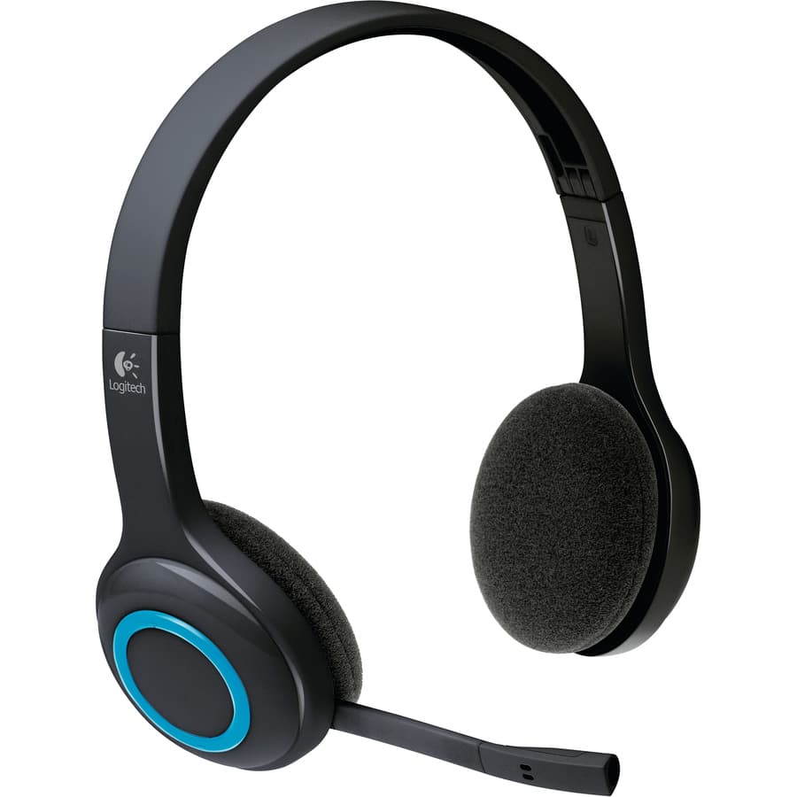 Logitech H600 wireless binaural headset with boom microphone in blue