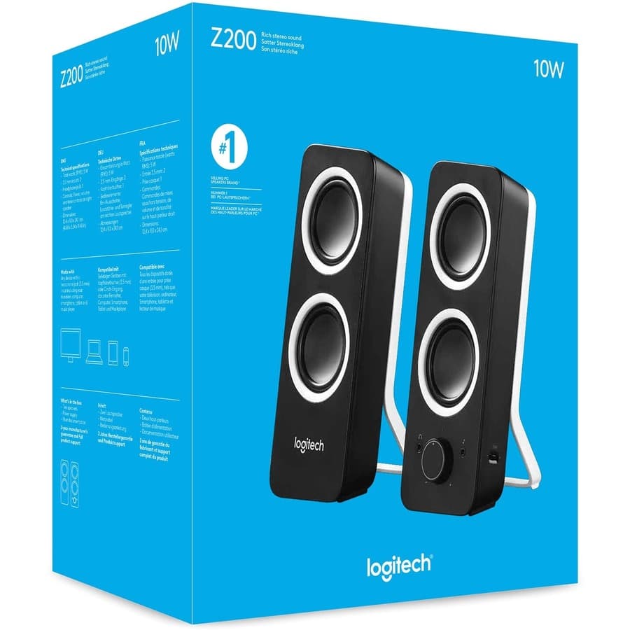 Logitech Z200 Midnight Black desktop multimedia speakers with front controls