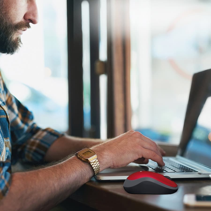 LOGITECH WIRELESS MOUSE M185 - RED view 3