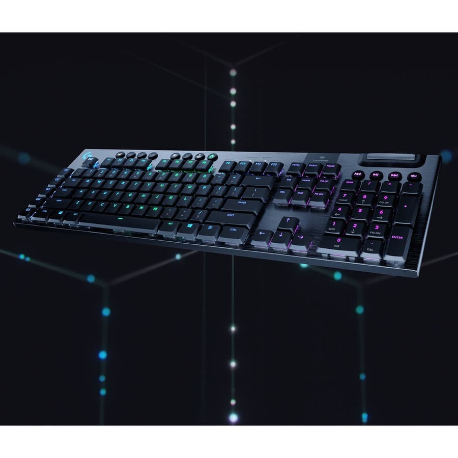 Logitech G915 wireless mechanical gaming keyboard with low-profile linear switches and RGB backlighting