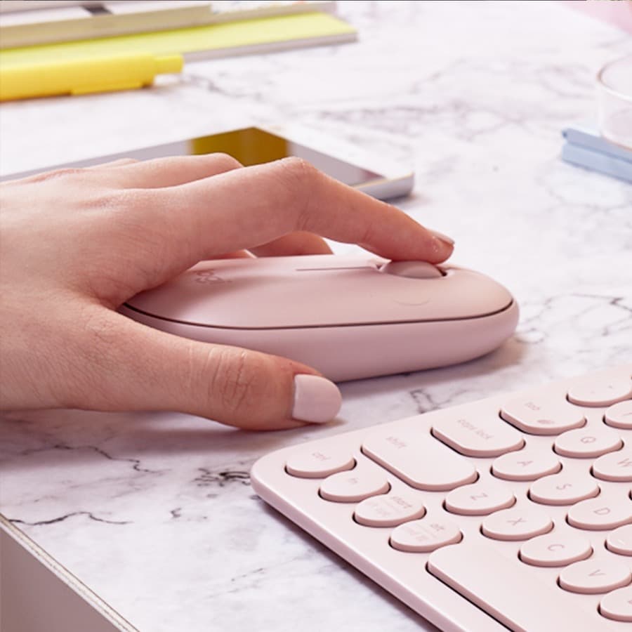 Logitech Pebble M350 wireless mouse 910-005769 rose slim low-profile Bluetooth and USB receiver