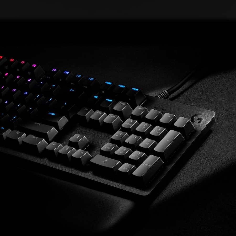 Logitech G512 Clicky mechanical gaming keyboard with RGB lighting and full-size layout