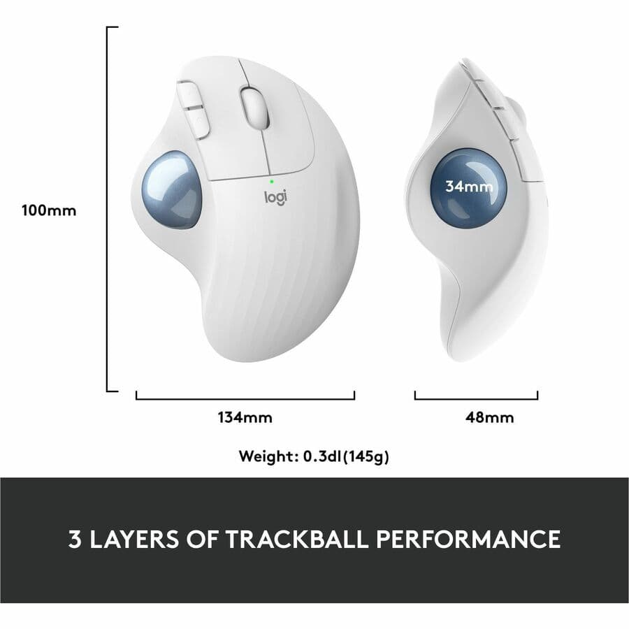 LOGITECH - COMPUTER ACCESSORIES ERGO M575 WIRELESS TRACKBALL OFF WHITE view 3