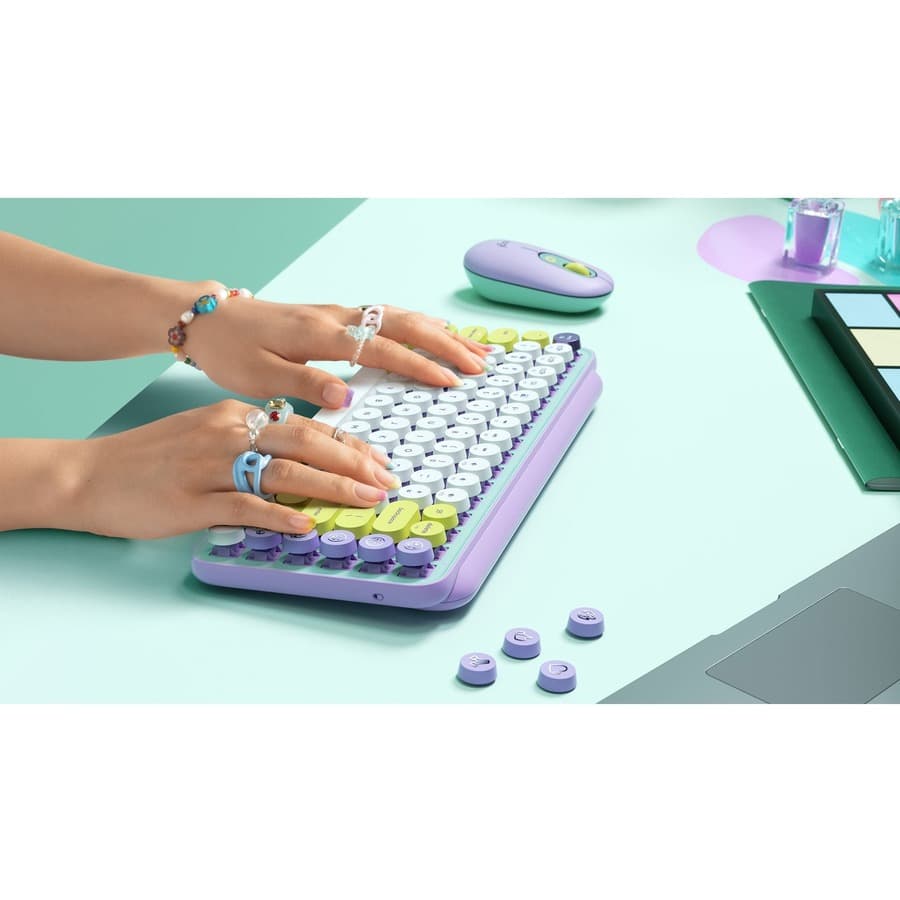 Logitech POP Keys wireless mechanical keyboard with emoji keys in colorful finish