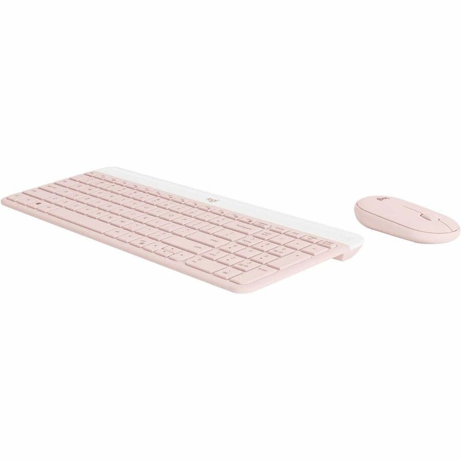 Logitech MK470 slim wireless keyboard and mouse combo in Rose for compact workspaces
