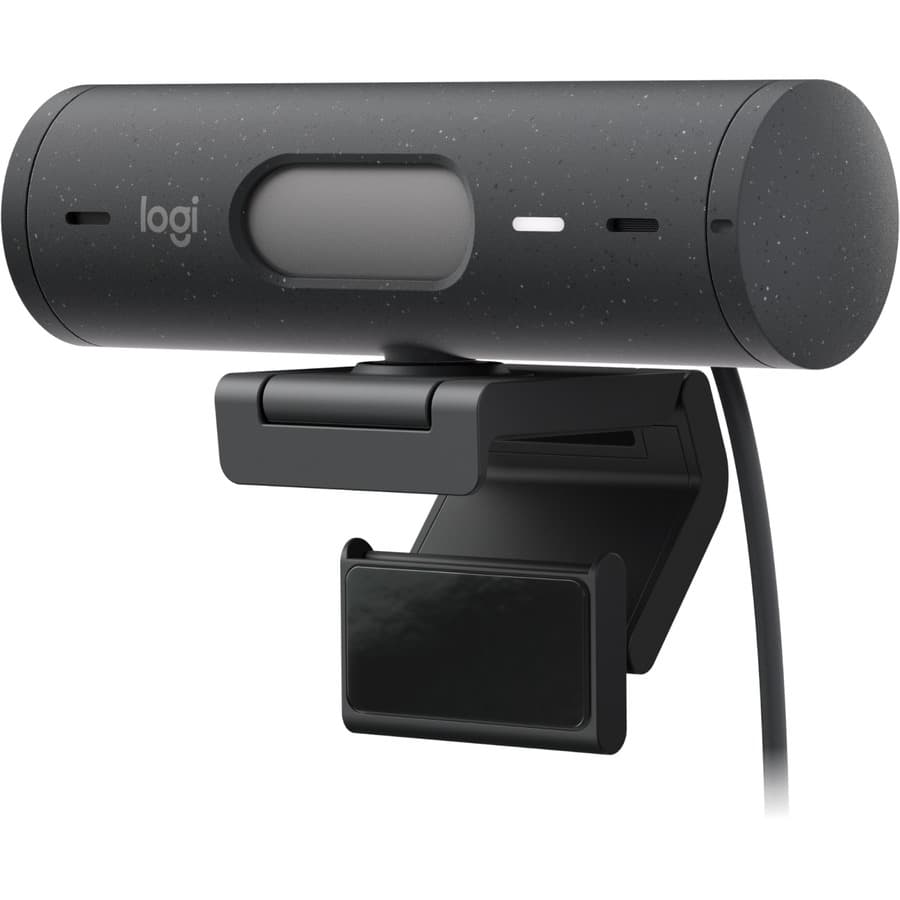 Logitech Brio 500 Graphite webcam with 1080p video, USB-C connectivity, and clip mount