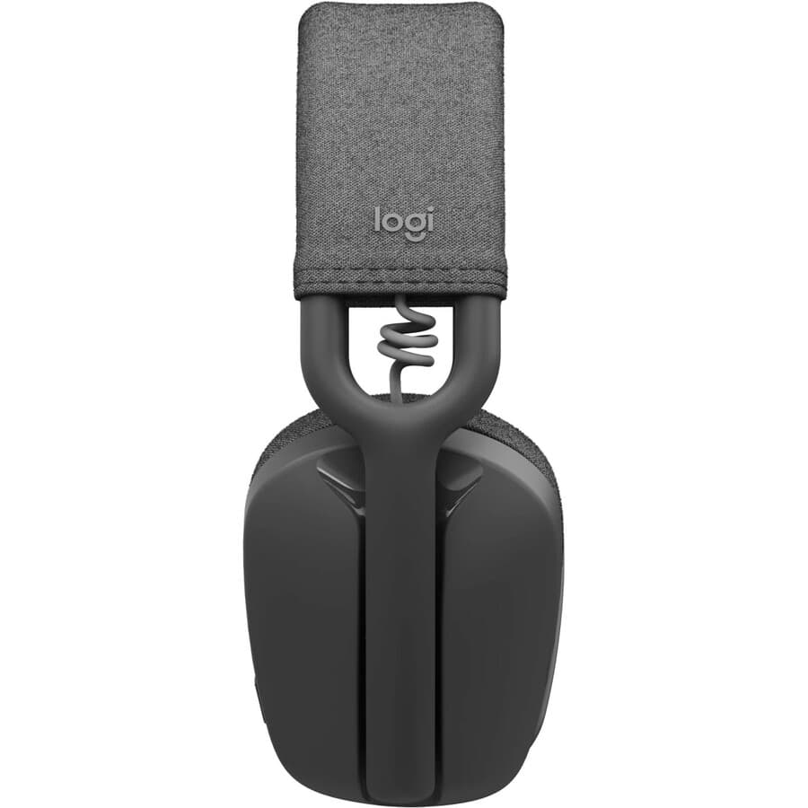 Logitech Zone Vibe 100 wireless headset in Graphite with over-ear design and boom microphone