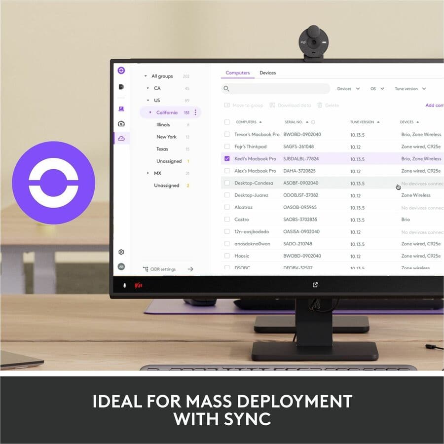 Logitech Brio 305 1080p black webcam with clip mount and USB-C connection