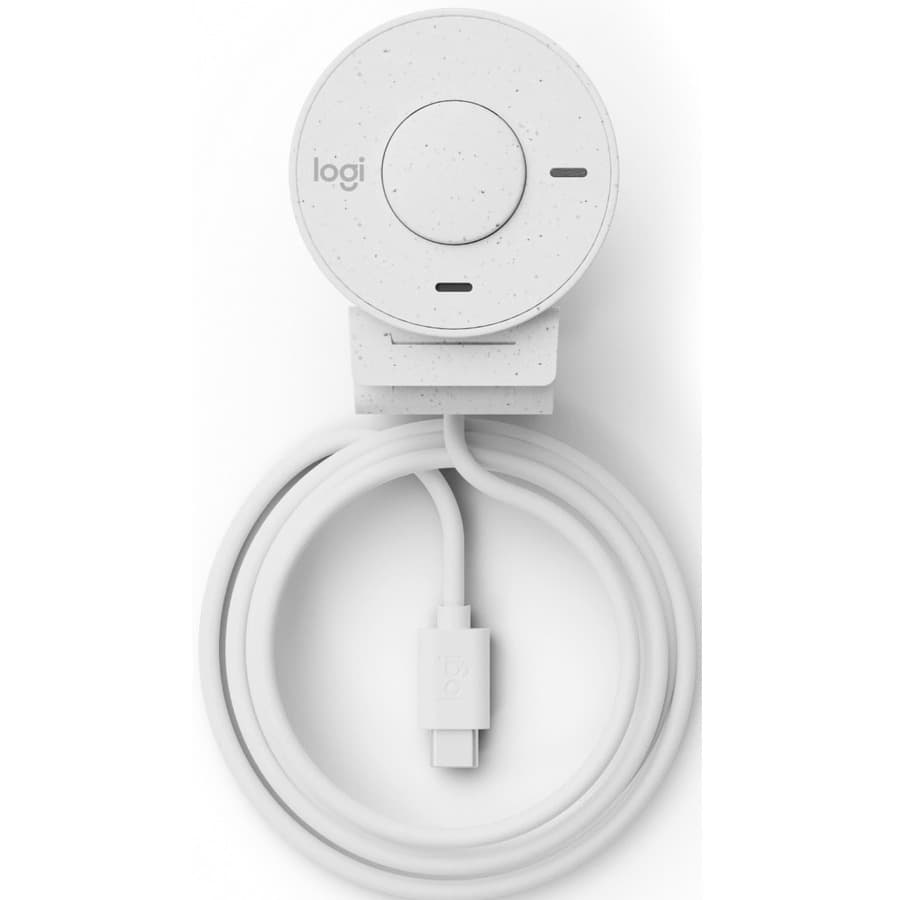Logitech Brio 300 Off-White USB-C webcam with 1080p video and built-in microphone