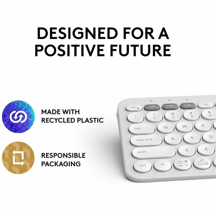 Logitech K380 Wireless Pebble 2 keyboard in Tonal White, compact Bluetooth keyboard