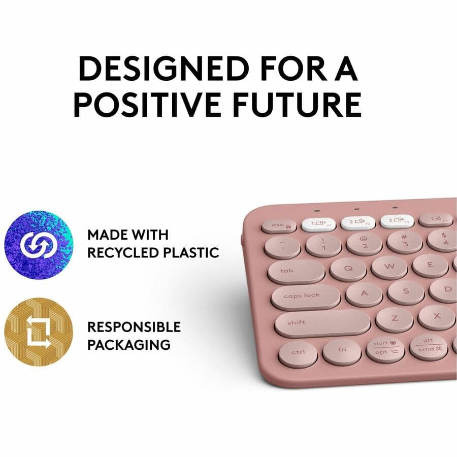 Logitech K380 Pebble Keys 2 wireless keyboard in Rose, compact Bluetooth keyboard