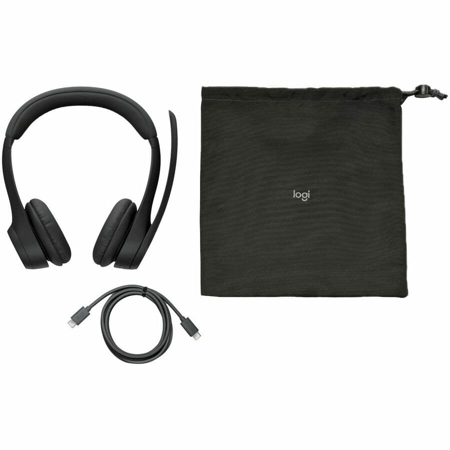 Logitech Zone 305 black wireless headset with on-ear design and boom microphone