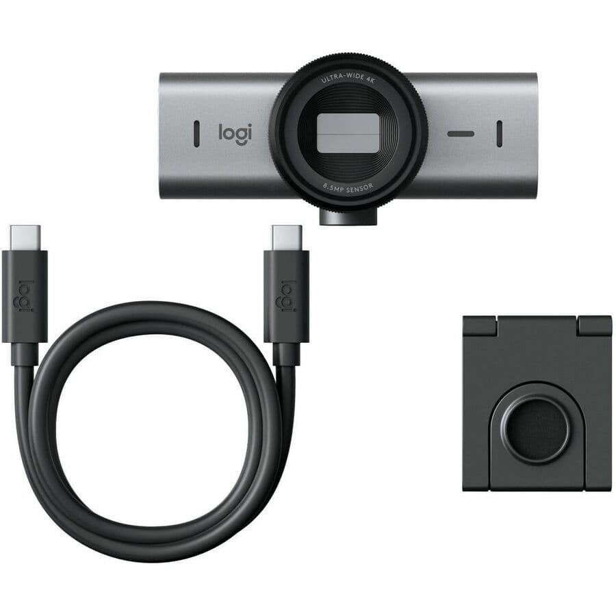 Logitech MX Brio Graphite LAT webcam with 4K video, USB-C connectivity, and clip mount