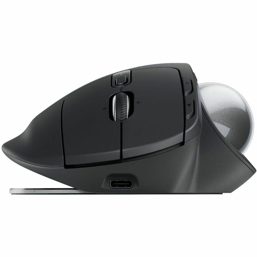 Logitech MX Ergo S graphite wireless ergonomic trackball mouse with dual Bluetooth and 2.4 GHz connectivity
