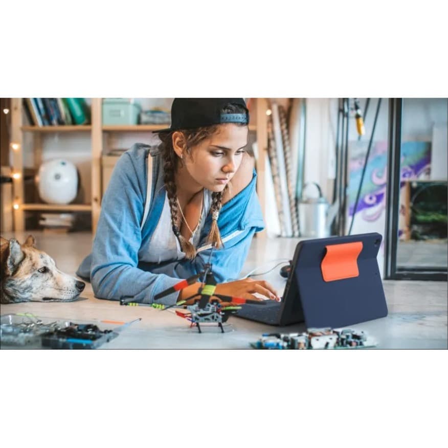 Logitech Rugged Combo 3 Touch keyboard case for iPad 7th, 8th, and 9th generation in blue