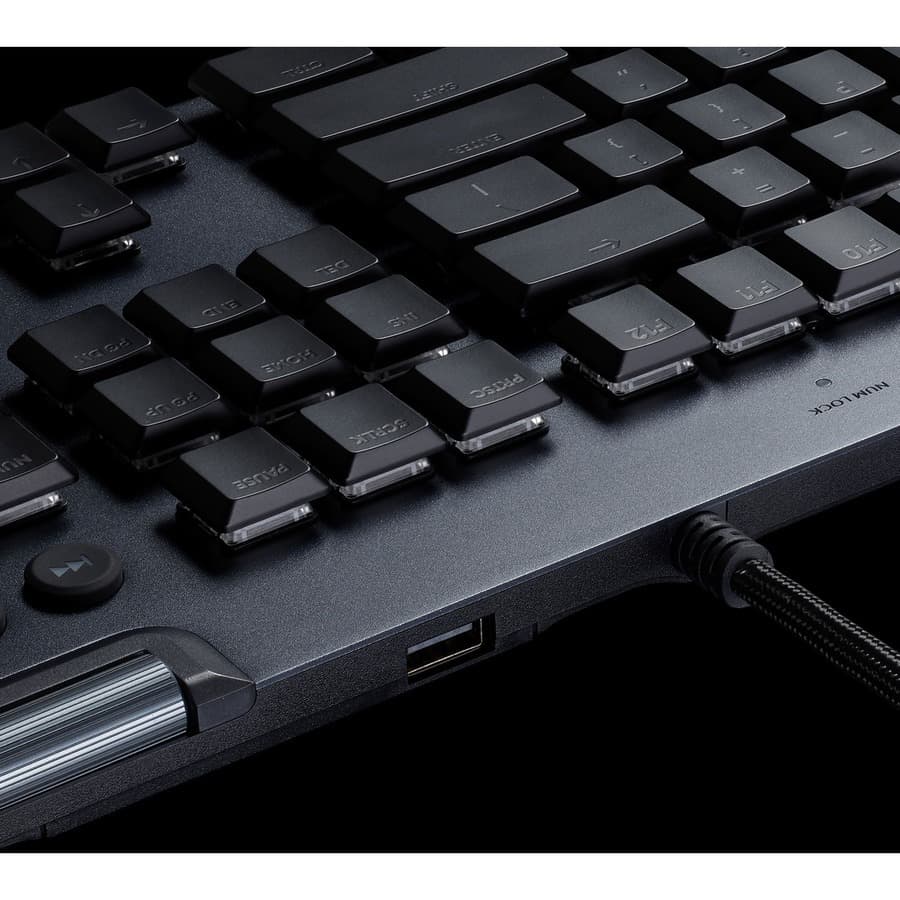 Logitech G815 LIGHTSYNC RGB mechanical gaming keyboard with low-profile keys and wired USB connection