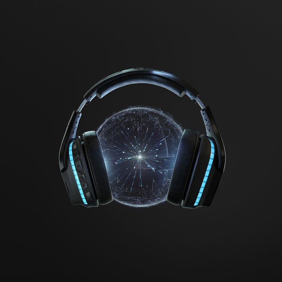 Logitech G935 Wireless LIGHTSYNC headset with over-ear cups, boom microphone, and wireless connectivity