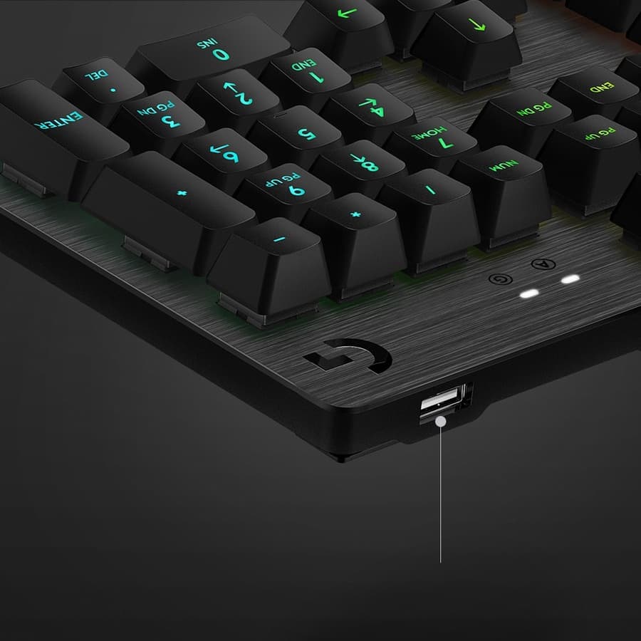 Logitech G512 Clicky mechanical gaming keyboard with RGB lighting and full-size layout