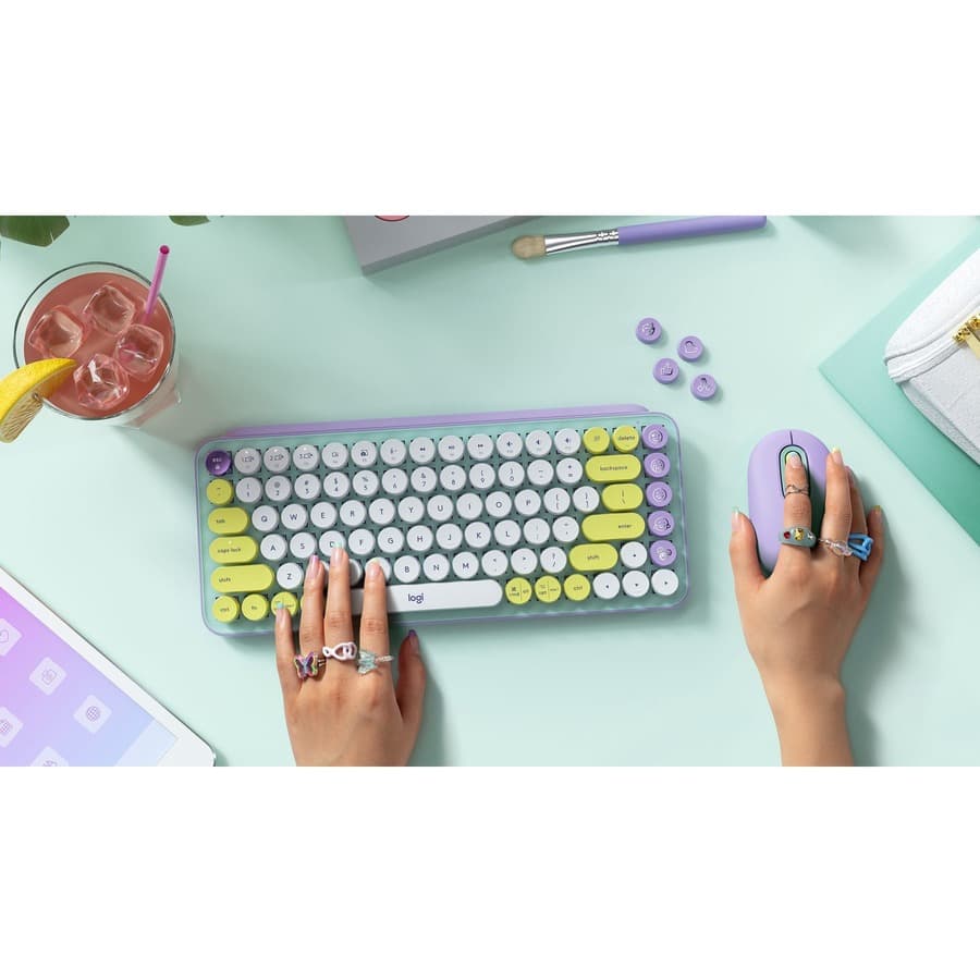 Logitech POP Keys wireless mechanical keyboard with emoji keys in colorful finish