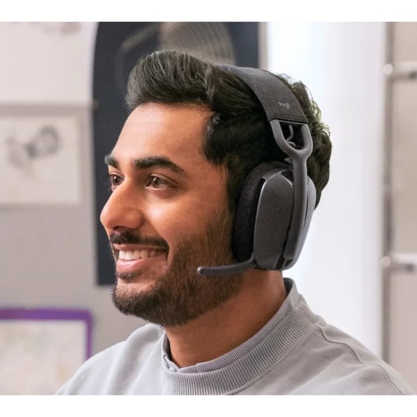 Logitech Zone Vibe 125 Graphite wireless Bluetooth over-ear headset with built-in microphone