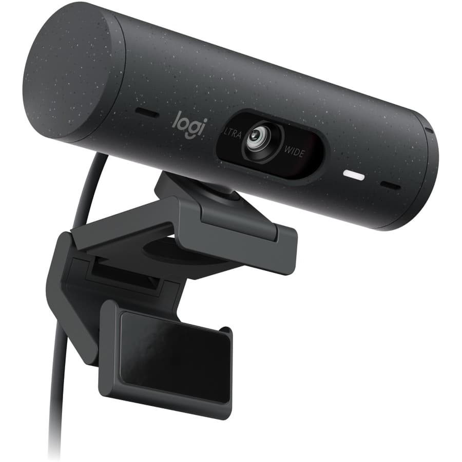Logitech Brio 500 Graphite webcam with 1080p video, USB-C connectivity, and clip mount