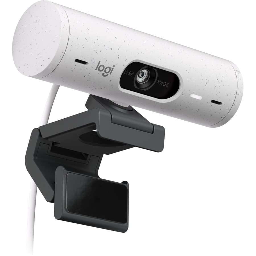 Logitech BRIO 500 Off-White webcam with USB-C connector for 1080p video calls