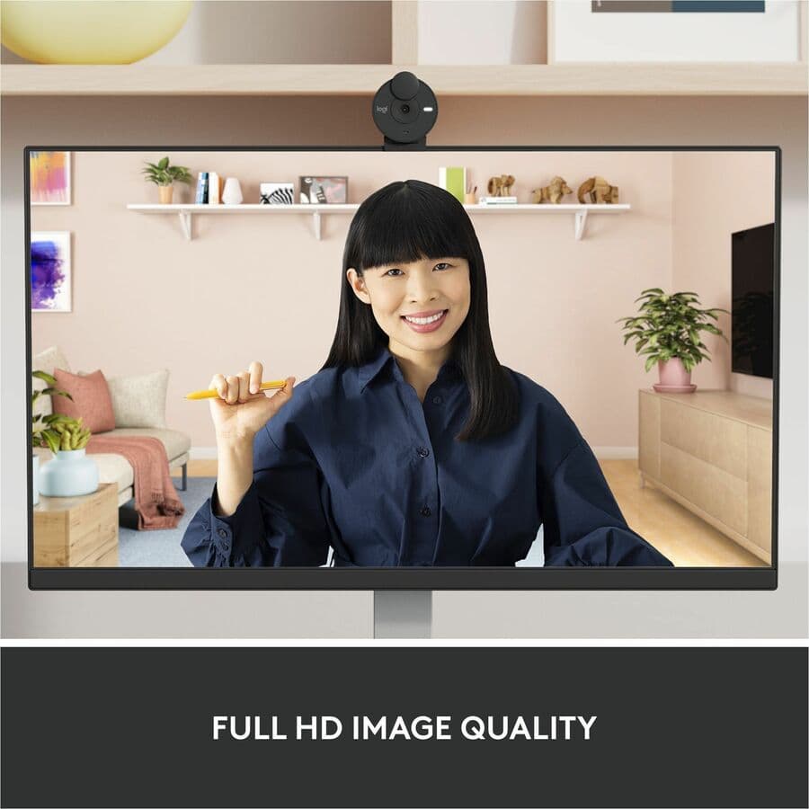 Logitech Brio 305 1080p black webcam with clip mount and USB-C connection