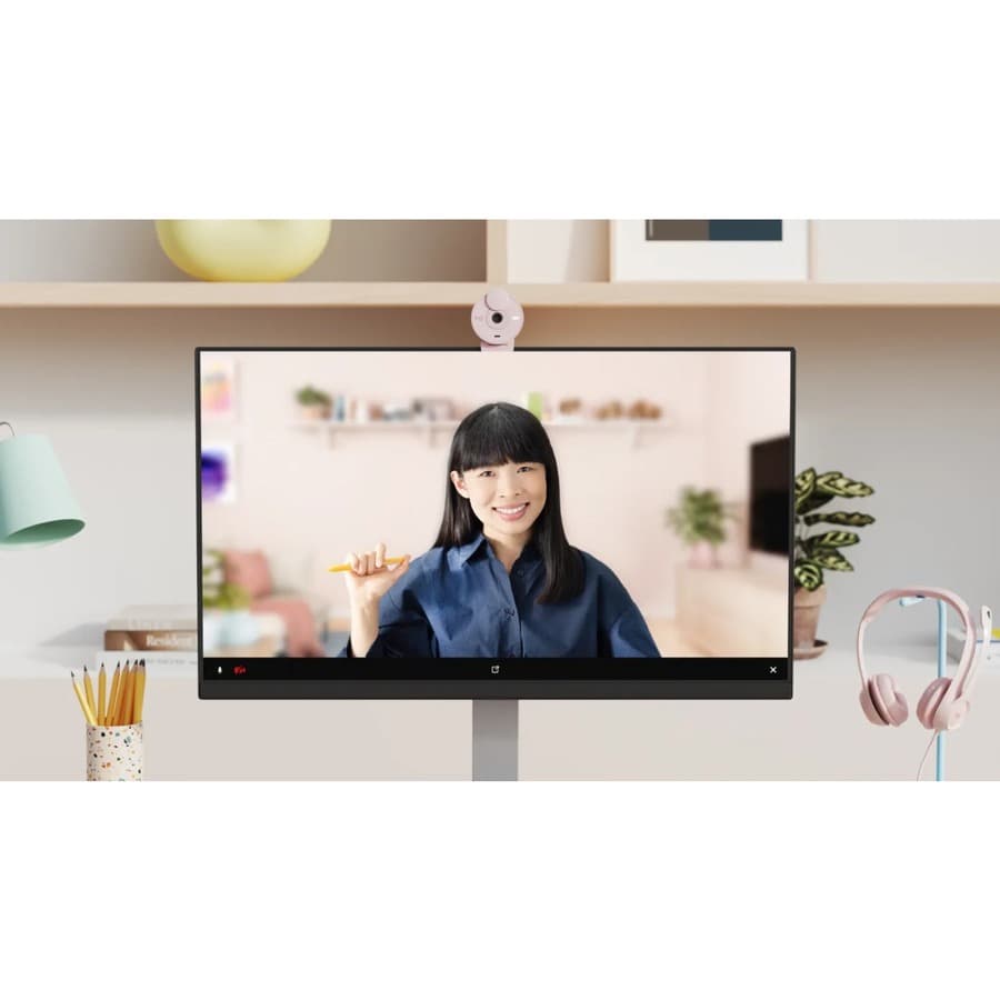 Logitech Brio 300 Rose USB-C webcam with 1080p video and built-in microphone