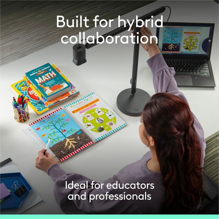 Logitech REACH document camera with clamp mount for flexible tabletop installation