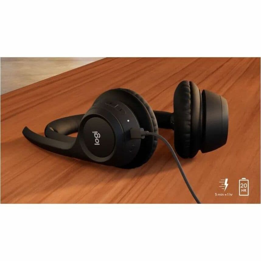 Logitech Zone 305 black wireless headset with on-ear design and boom microphone