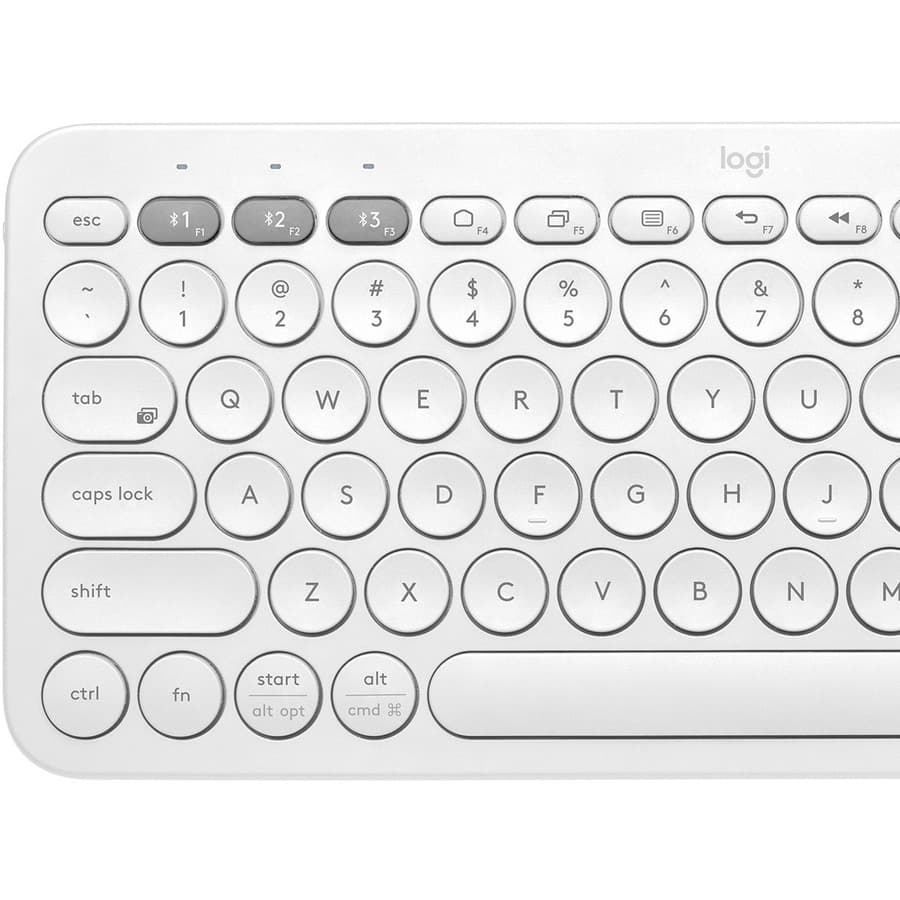 Logitech K380 multi-device Bluetooth keyboard in off-white with slim compact design